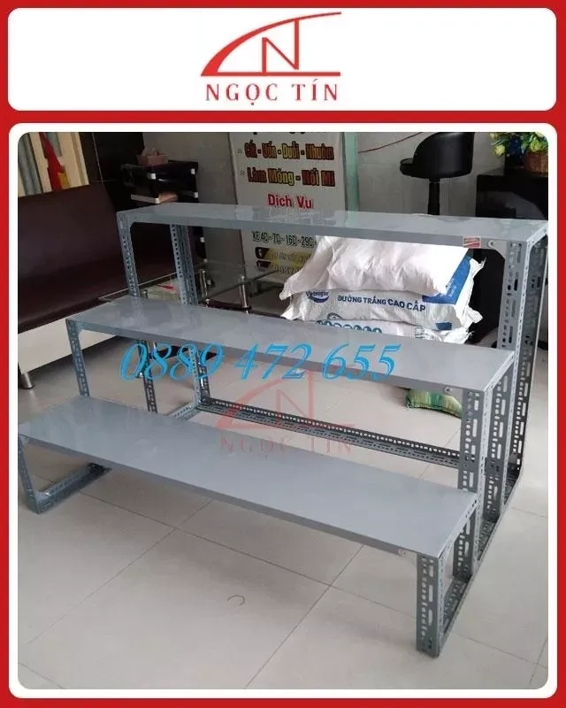 Kệ Sắt V Lỗ 3 Tầng KBT328 Dài 0.8m x Rộng 0.4m x Cao 1m