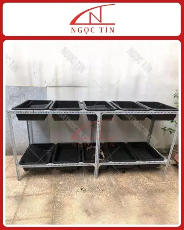 Kệ V Lỗ 2 Tầng Trồng Rau NTKSVL23: Dài 0.6m x Rộng 0.3m x Cao 1.2m