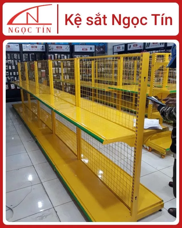 Kệ Tạp Hoá 2 Tầng Đẹp Màu Vàng 