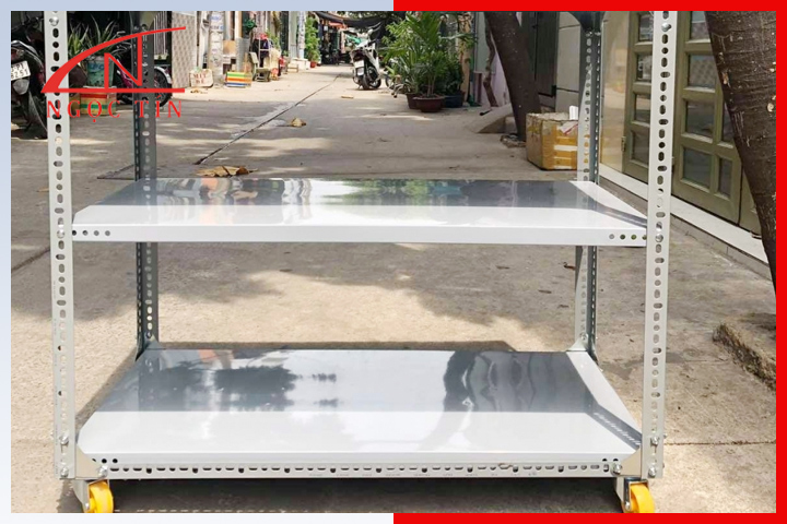Cấu tạo kết cấu của kệ sắt V gắn bánh xe Cấu tạo kết cấu của kệ sắt V gắn bánh xe