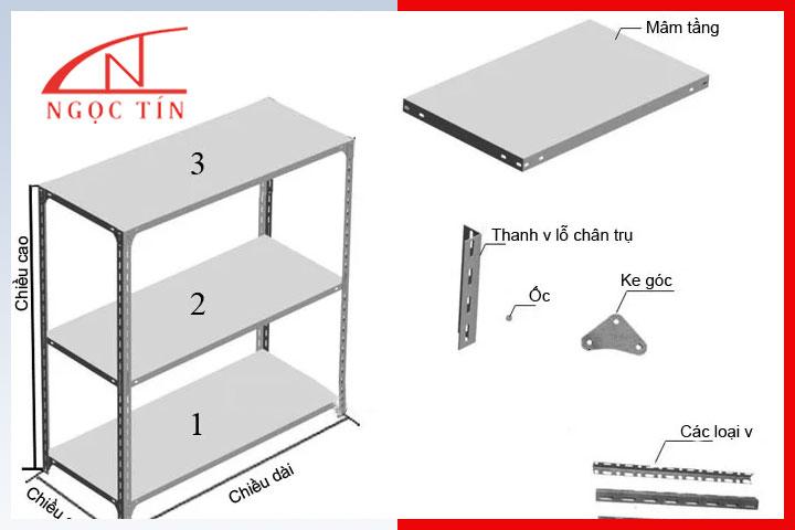 Cấu tạo kệ sắt v lỗ