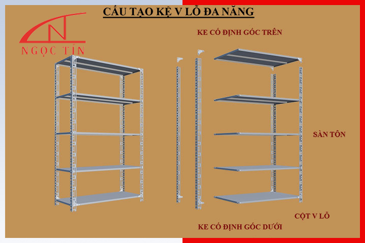 Cấu tạo của kệ sắt v lỗ đa năng Hà Nội Cấu tạo của kệ sắt v lỗ đa năng Hà Nội