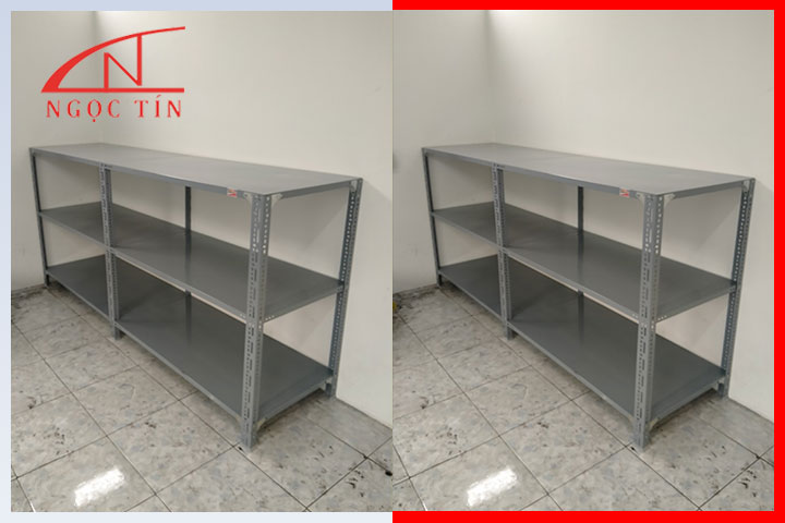 Cấu tạo kệ sắt V lỗ 3 tầng màu xám