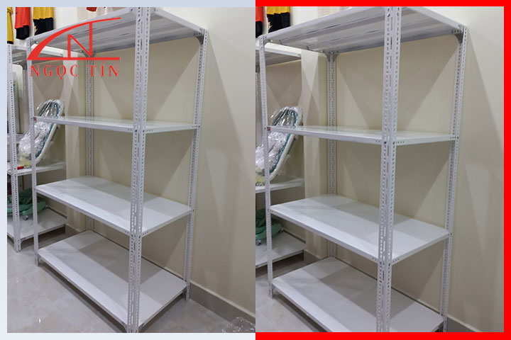 Ưu điểm kệ sắt V lỗ 4 tầng gia đình màu trắng