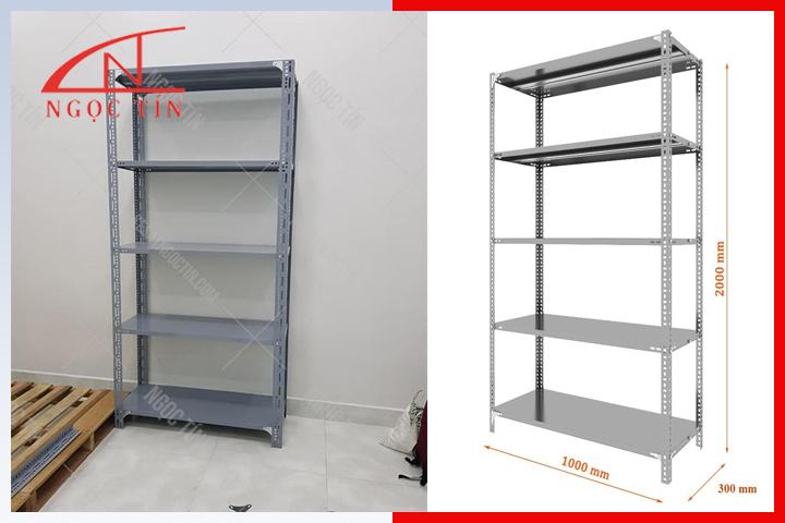 Cấu tạo kệ sắt v lỗ 5 tầng chứa kho NTKSVL58