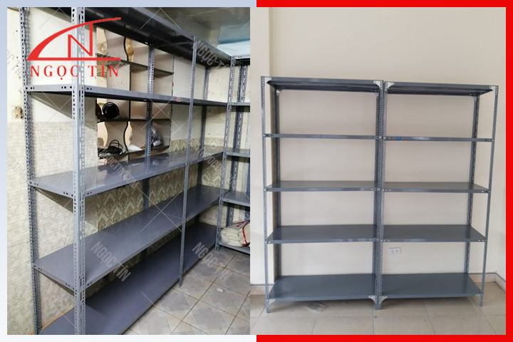 Cấu tạo kệ sắt v lỗ 5 tầng siêu thị NTKSVL57
