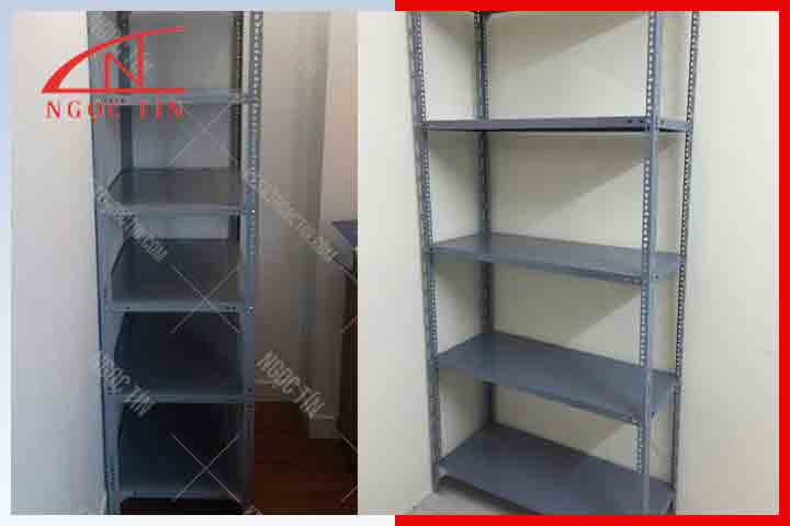 Cấu tạo kệ sắt v lỗ 6 tầng màu xám NTKSVL72
