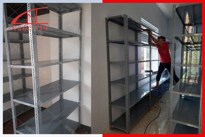 Cấu tạo kệ sắt v lỗ 6 tầng siêu thị NTKSVL77